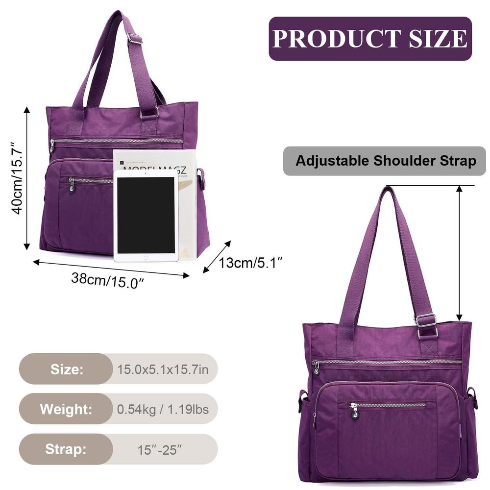 Tote Bag, Waterproof Nylon Shoulder Bags, Multi Pockets Tote c: - Picture 4 of 6